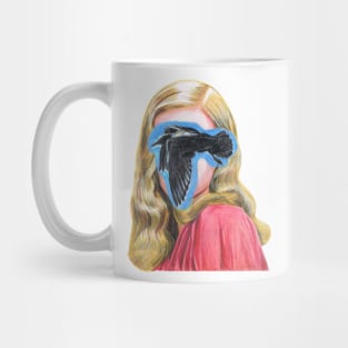 TITILEIN Young Woman with Fying Bird Drawing Mug